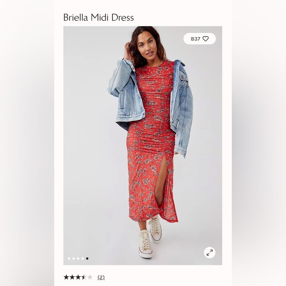 Free People Briella Midi Dress Red Size Medium
